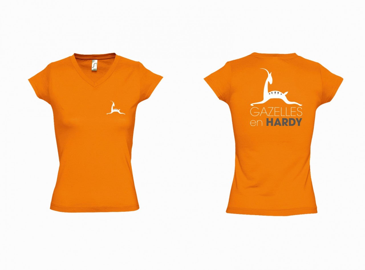 Tee-shirt association Gazelles en Hardy_Blanc Col rond