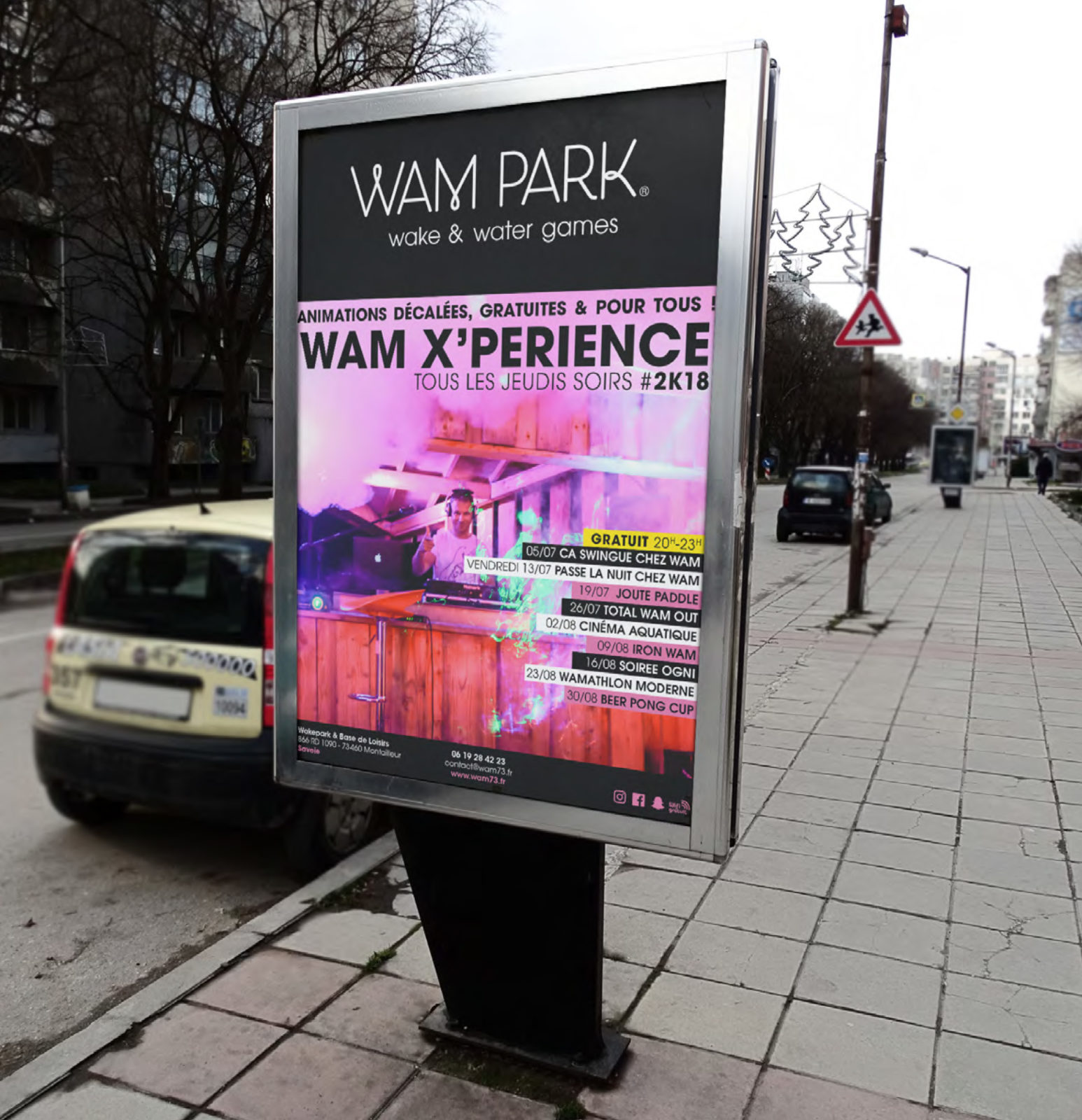 Création d'affiche et publicité 4X3 pour la base de loisir WAM PARK Savoie