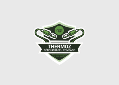 THERMOZ Assainissement, logo, bannière publicitaire, communication digitale, marketing visuel, identité visuelle, visibilité en ligne, SEO local, Clicher Studio, Savoie